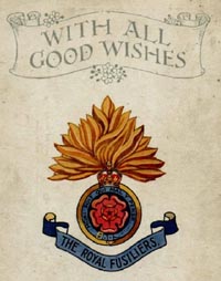 WWI postcard showing cap badge of the Royal Fusiliers